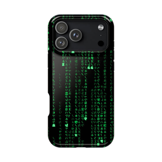 Matrix-Inspired Green Code Magnetic Tough Case, Phone Cover for Tech Lovers