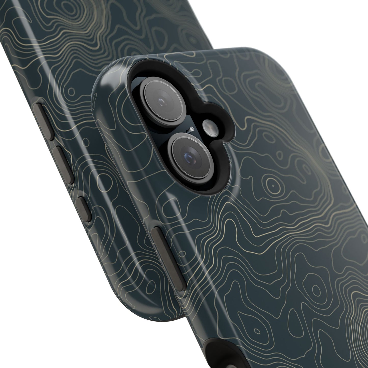 Topographic Impact-Resistant Phone Case — Rugged Green Contour Design