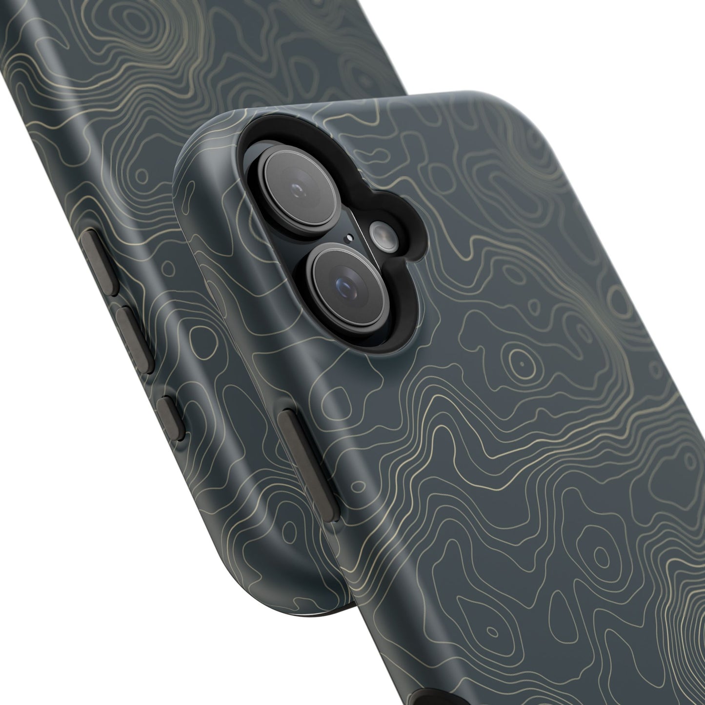 Topographic Impact-Resistant Phone Case — Rugged Green Contour Design