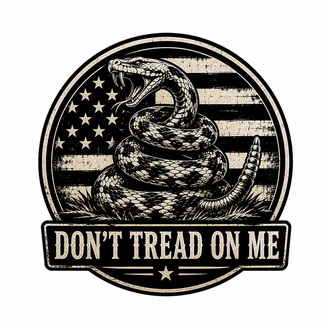 Don’t Tread on Me Vinyl Decal | Patriotic Gadsden Snake American Flag Sticker | Premium Outdoor Waterproof Decal for Car & Truck
