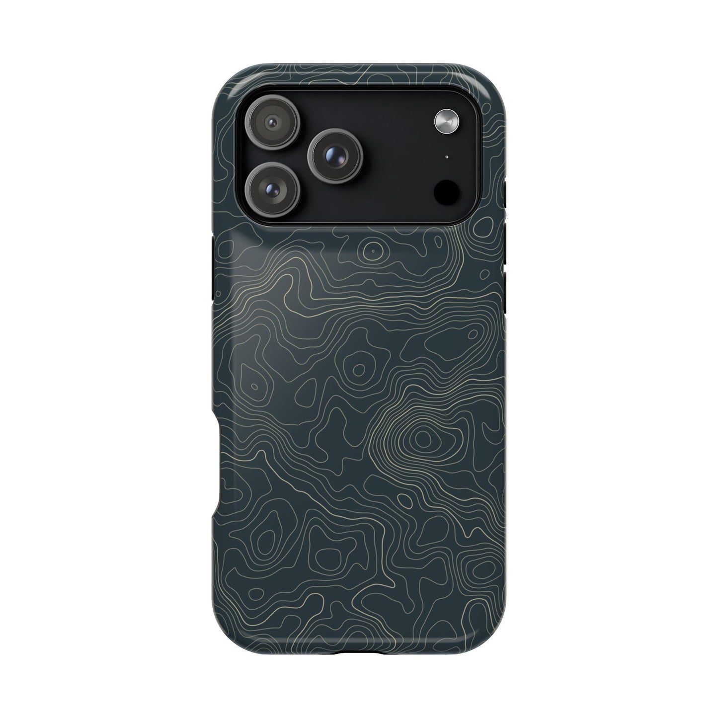 Topographic Impact-Resistant Phone Case — Rugged Green Contour Design
