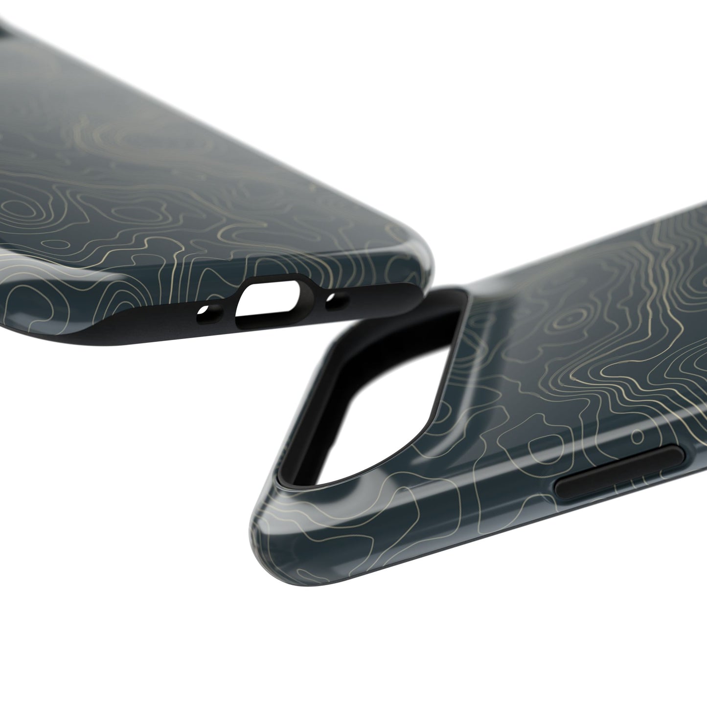 Topographic Impact-Resistant Phone Case — Rugged Green Contour Design