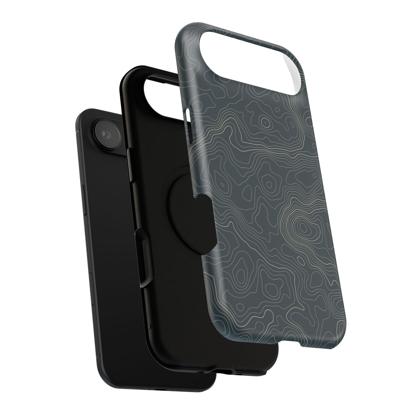 Topographic Impact-Resistant Phone Case — Rugged Green Contour Design