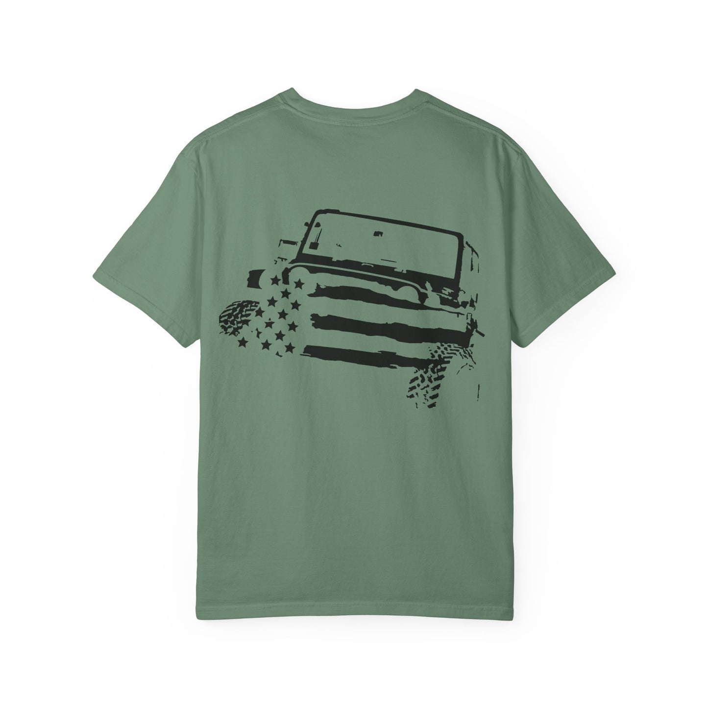 Patriotic Adventure T-Shirt – Unisex Garment-Dyed Tee for Outdoor Enthusiasts, Great for Jeep Lovers, Casual Wear, Gifts