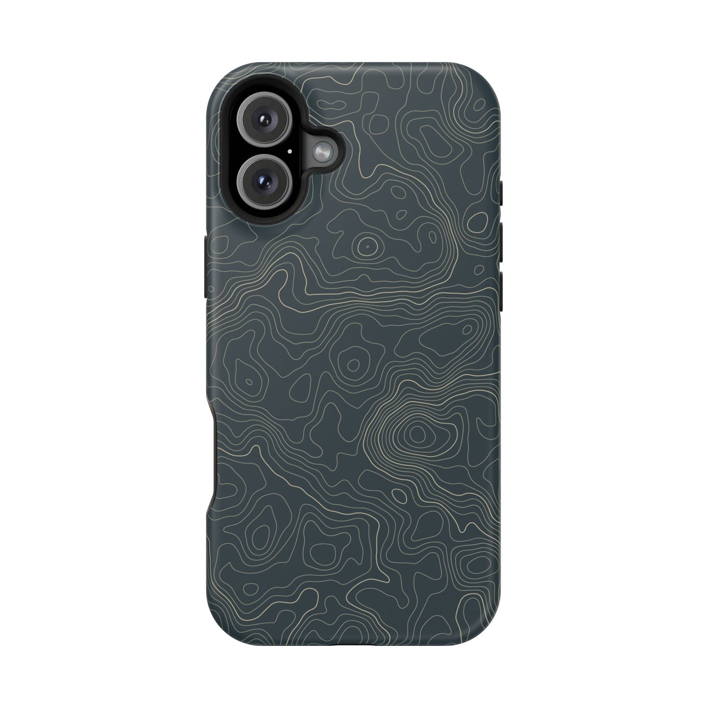 Topographic Impact-Resistant Phone Case — Rugged Green Contour Design