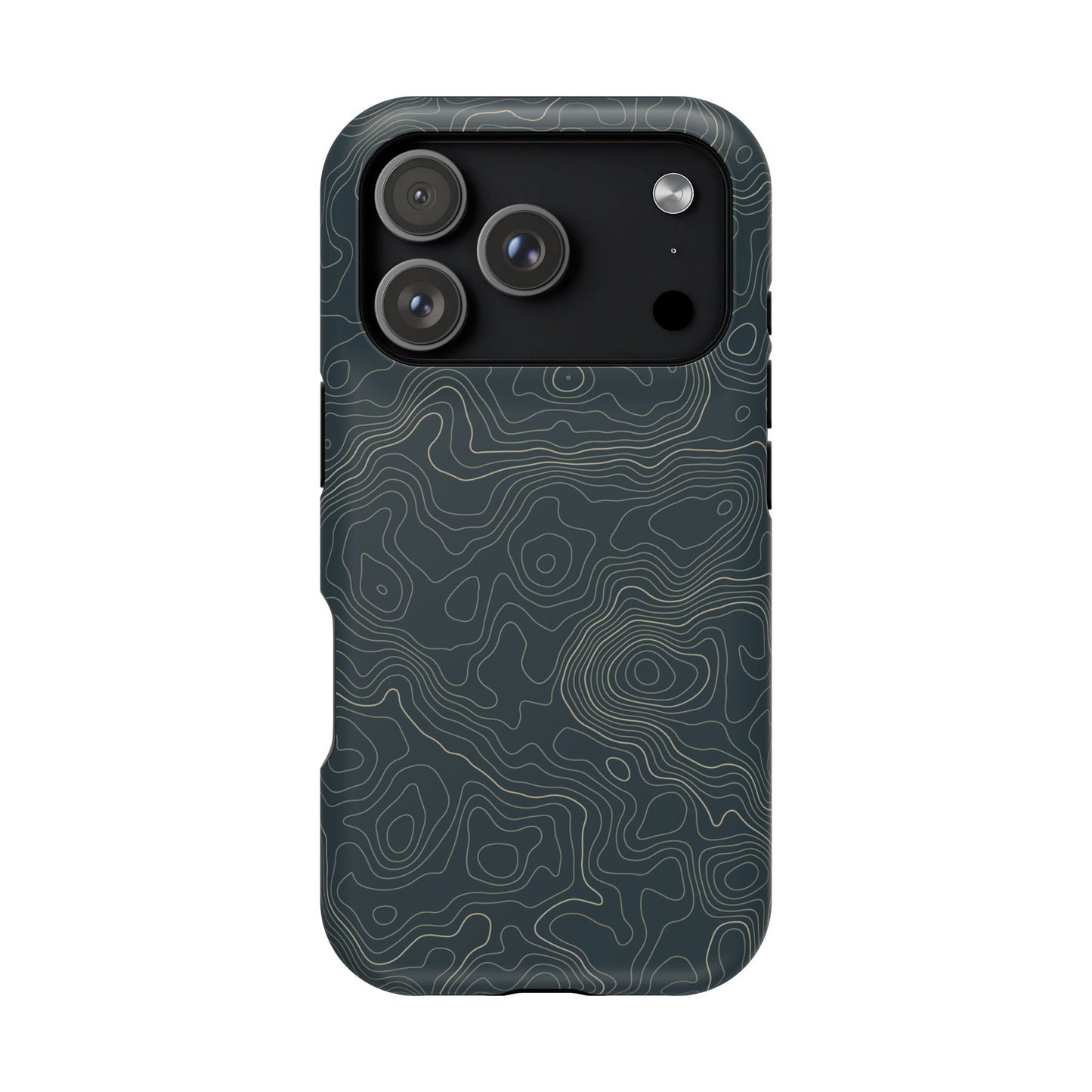 Topographic Impact-Resistant Phone Case — Rugged Green Contour Design