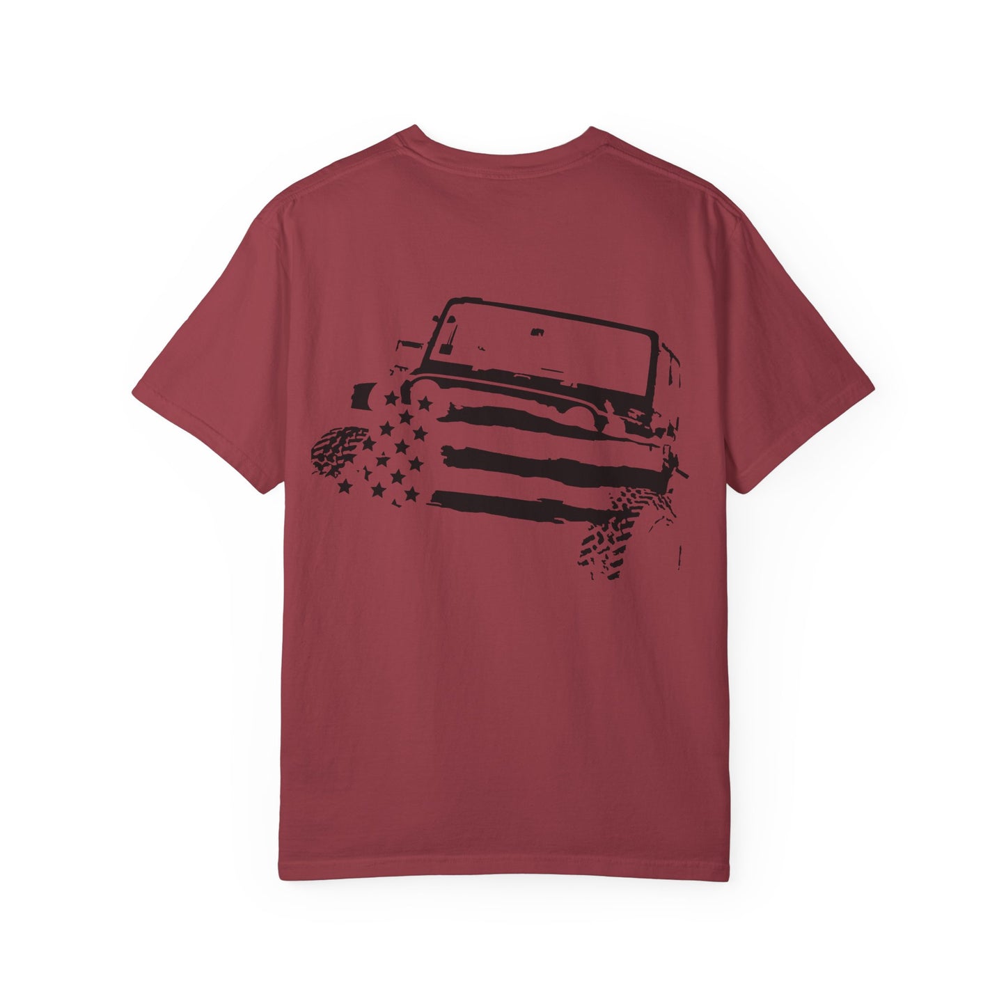 Patriotic Adventure T-Shirt – Unisex Garment-Dyed Tee for Outdoor Enthusiasts, Great for Jeep Lovers, Casual Wear, Gifts