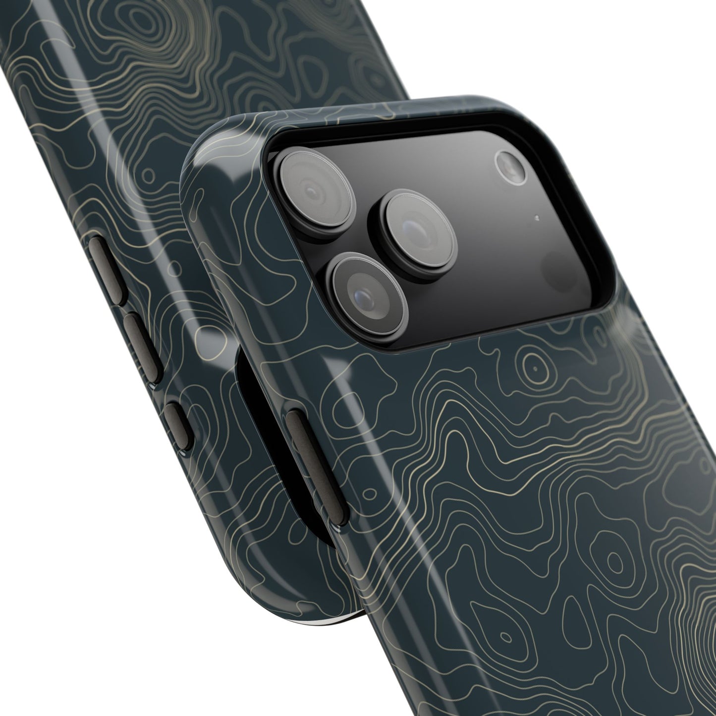 Topographic Impact-Resistant Phone Case — Rugged Green Contour Design