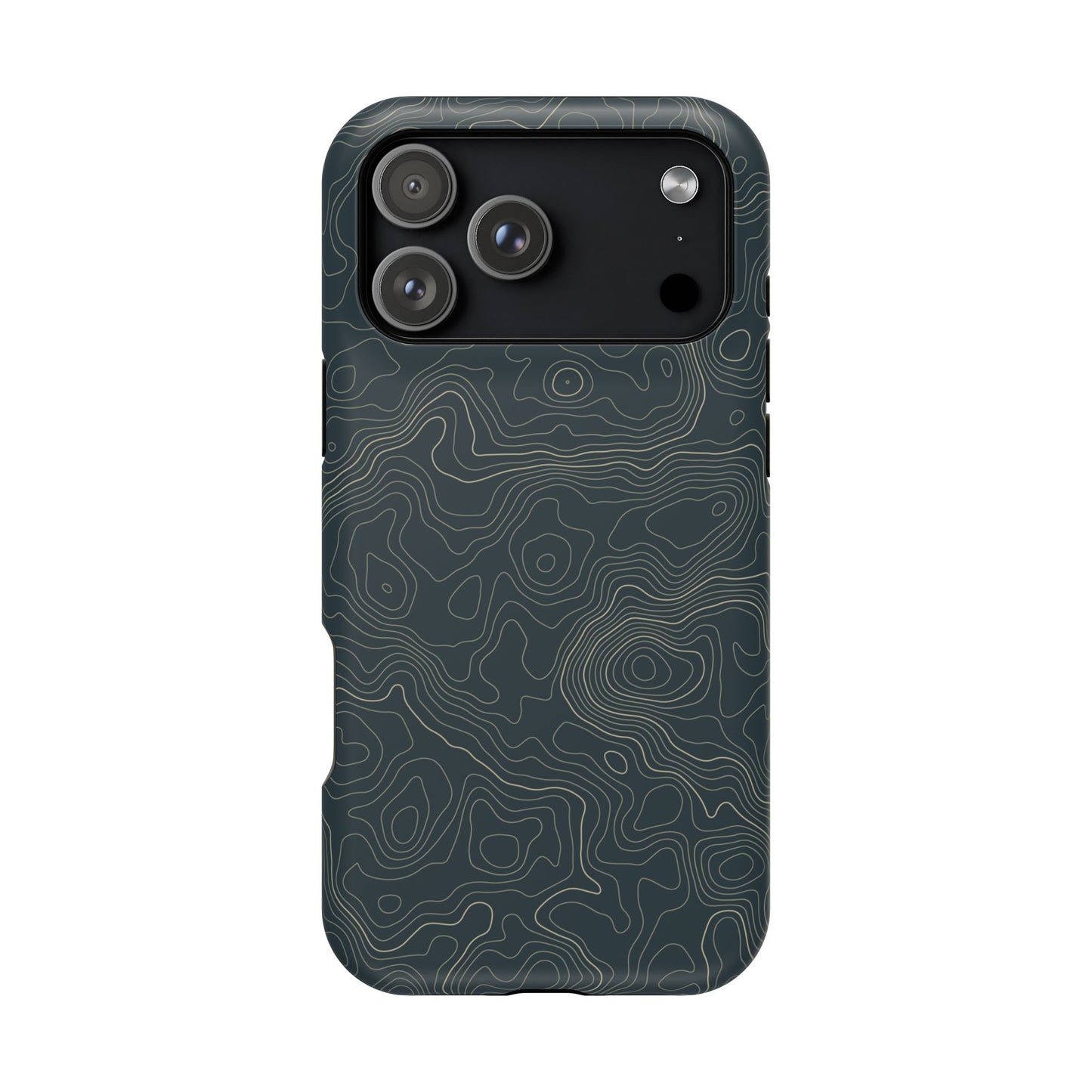 Topographic Impact-Resistant Phone Case — Rugged Green Contour Design