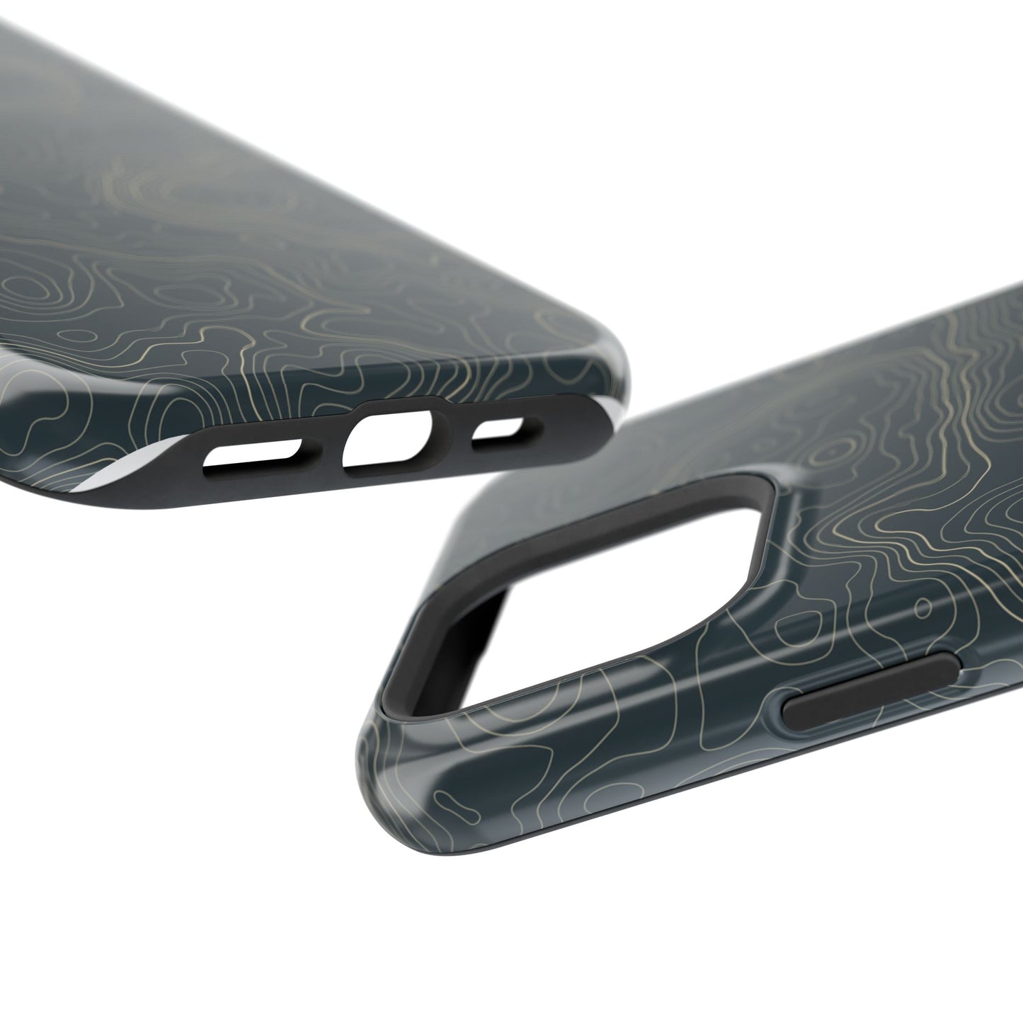 Topographic Impact-Resistant Phone Case — Rugged Green Contour Design