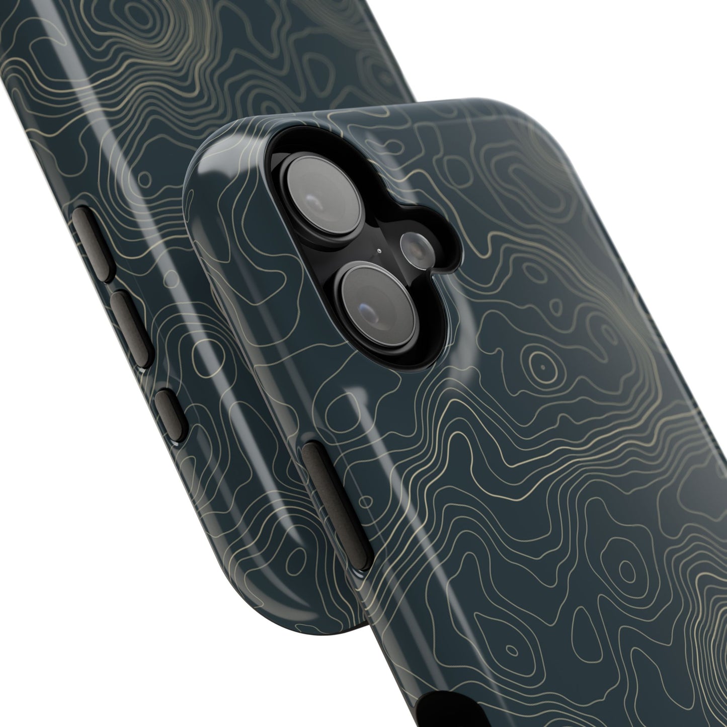 Topographic Impact-Resistant Phone Case — Rugged Green Contour Design