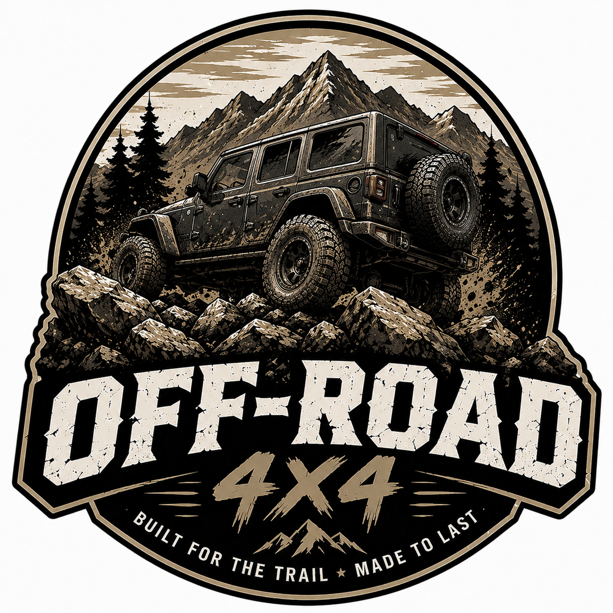 Off-Road 4x4 Mountain Adventure Vinyl Decal | Rugged Trail Badge Sticker | Overland | Off-Road Enthusiast Gift | High-Quality Outdoor Vinyl