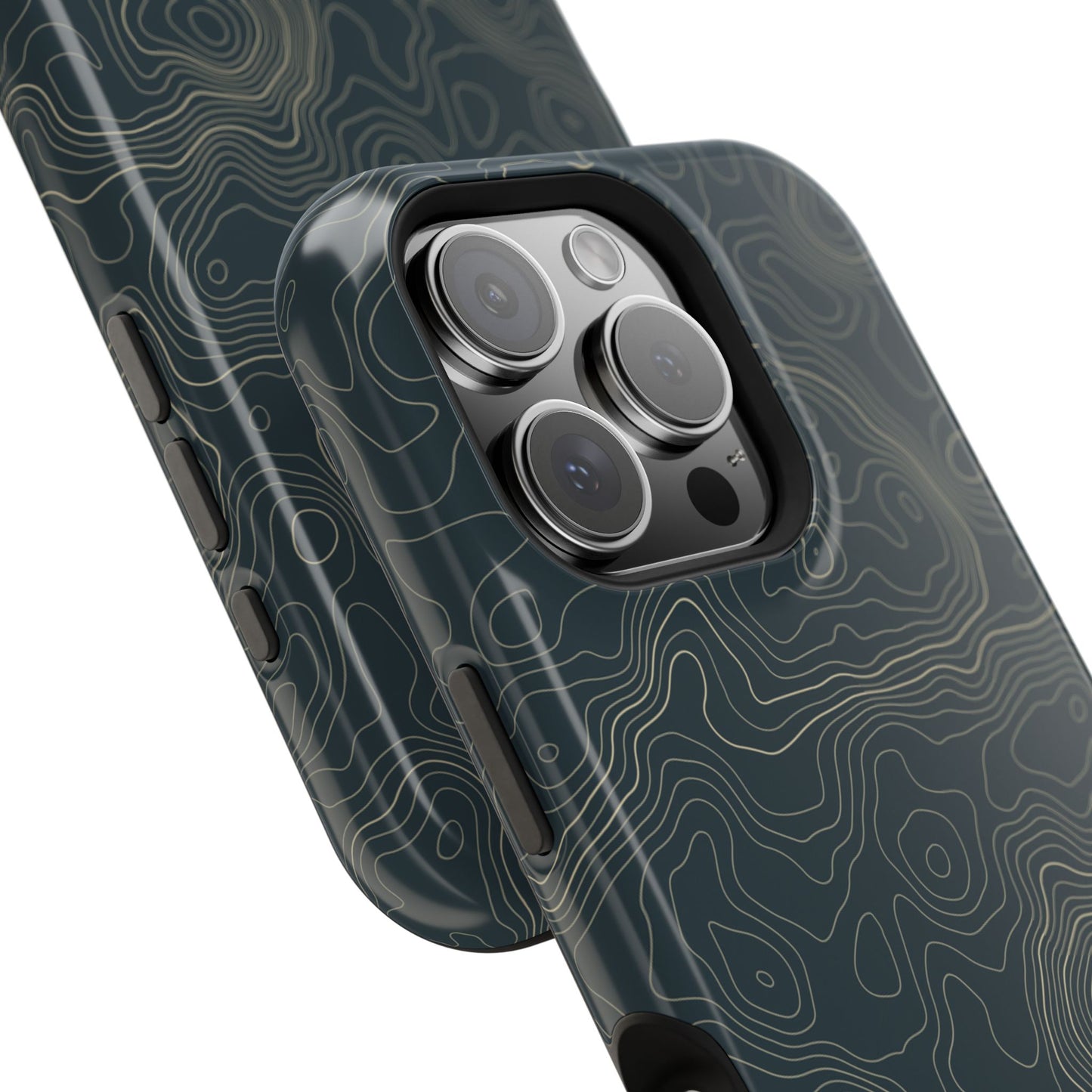 Topographic Impact-Resistant Phone Case — Rugged Green Contour Design