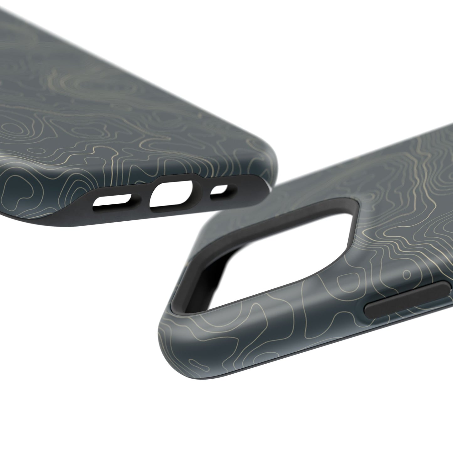 Topographic Impact-Resistant Phone Case — Rugged Green Contour Design