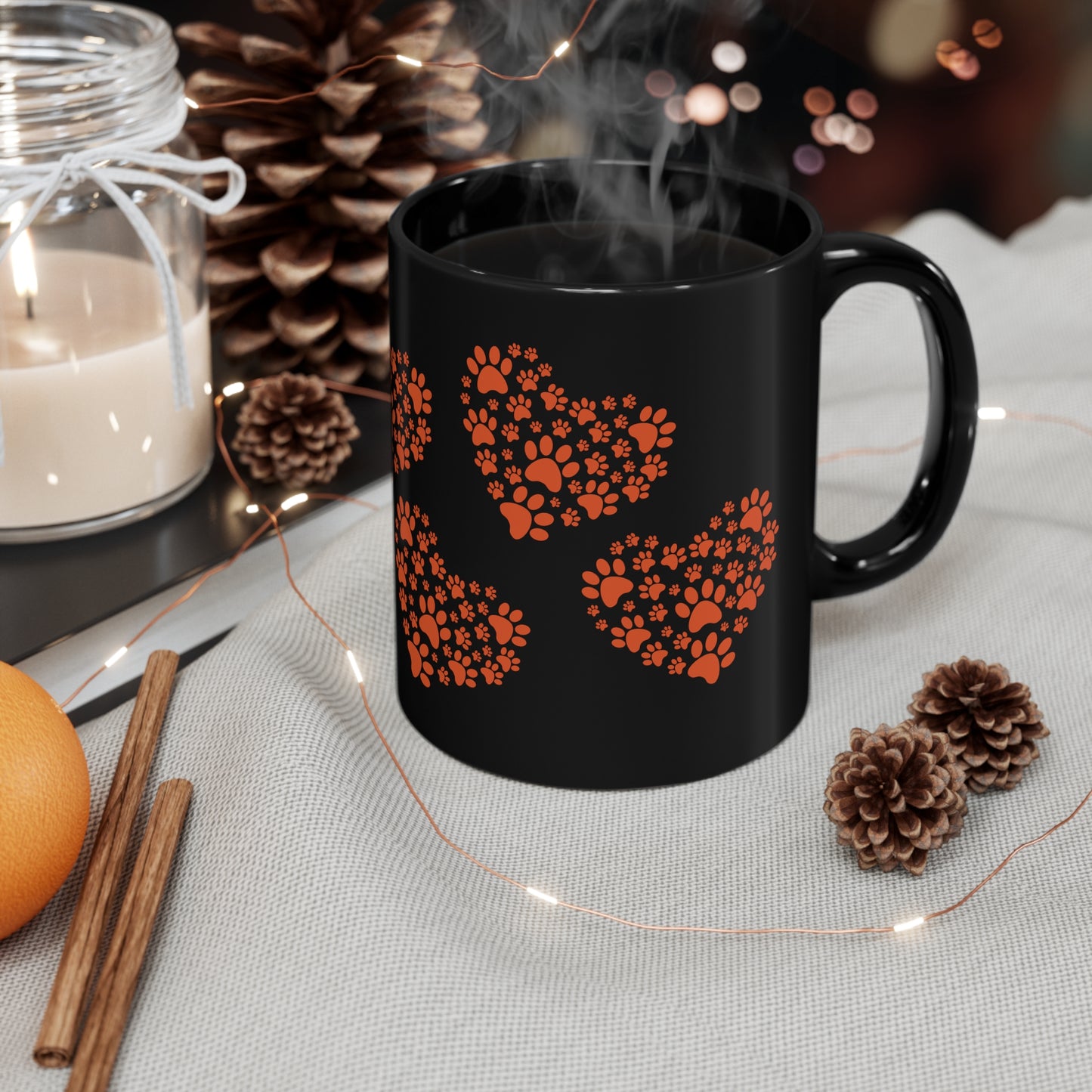 Dog Paw Love 11oz Black Mug