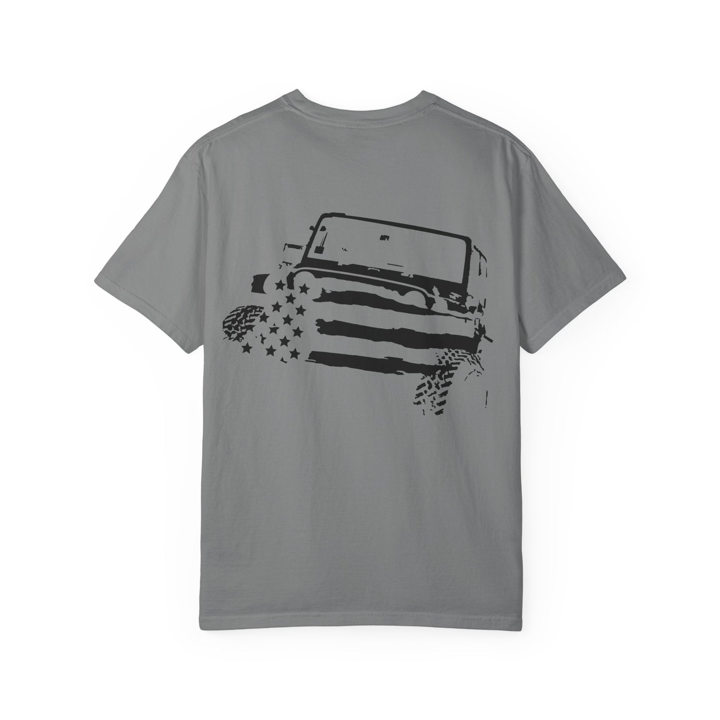 Patriotic Adventure T-Shirt – Unisex Garment-Dyed Tee for Outdoor Enthusiasts, Great for Jeep Lovers, Casual Wear, Gifts