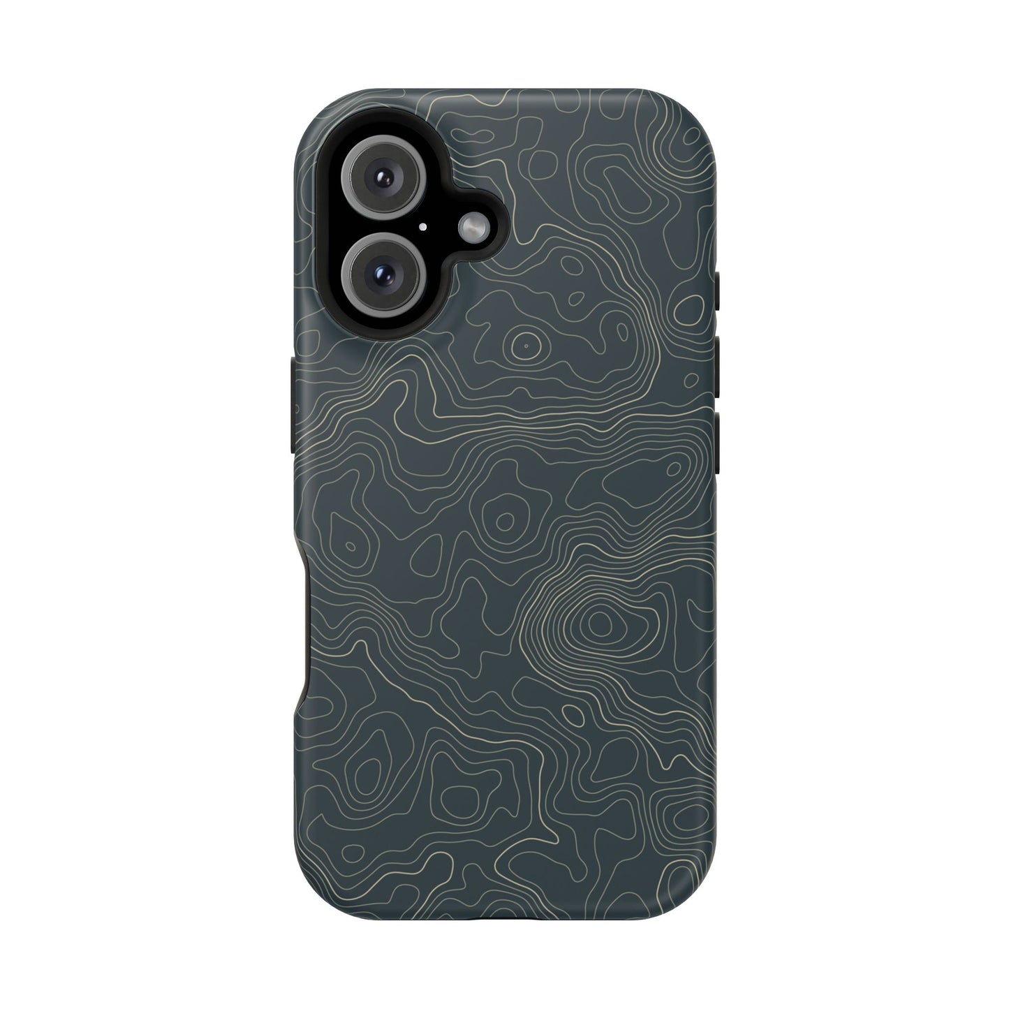 Topographic Impact-Resistant Phone Case — Rugged Green Contour Design