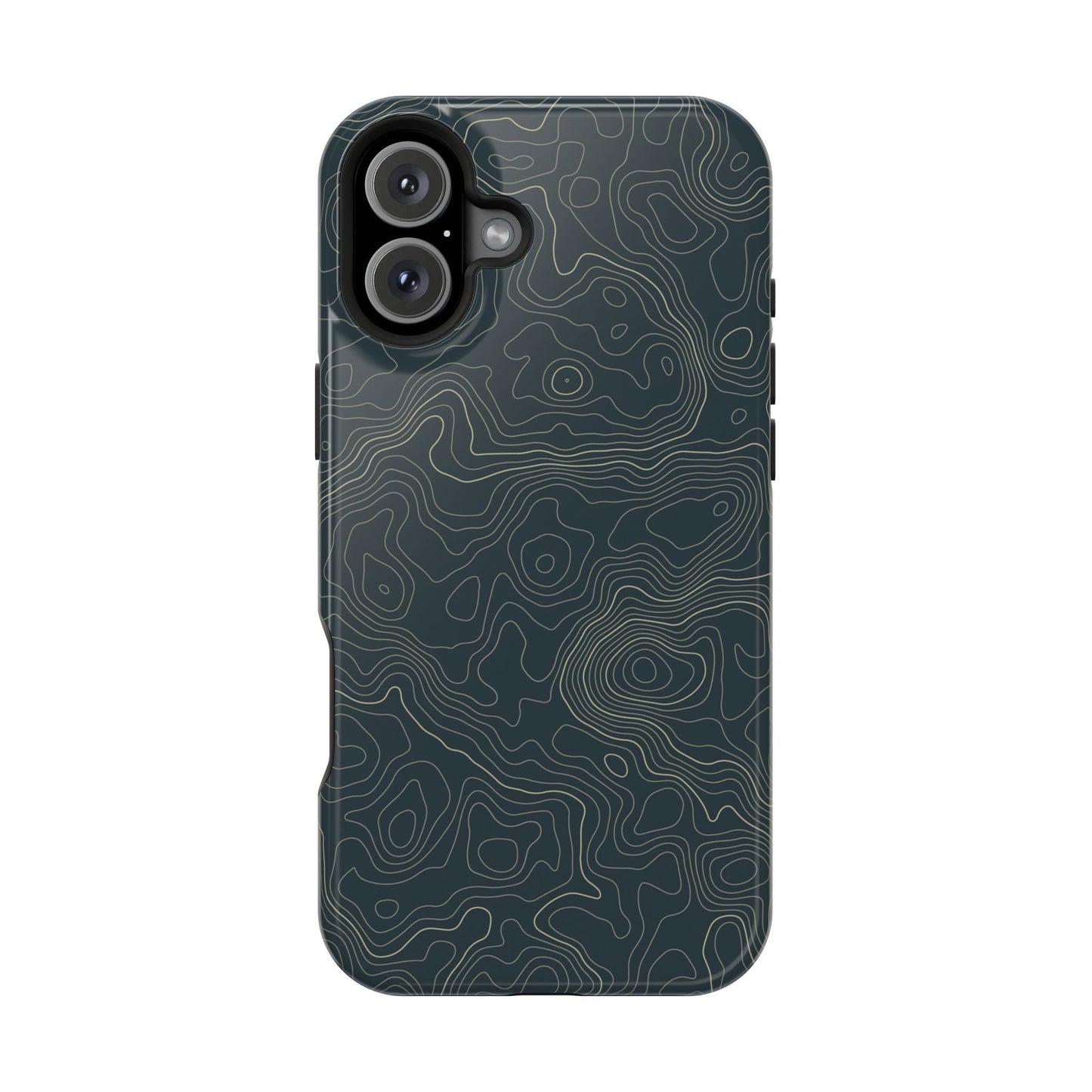 Topographic Impact-Resistant Phone Case — Rugged Green Contour Design