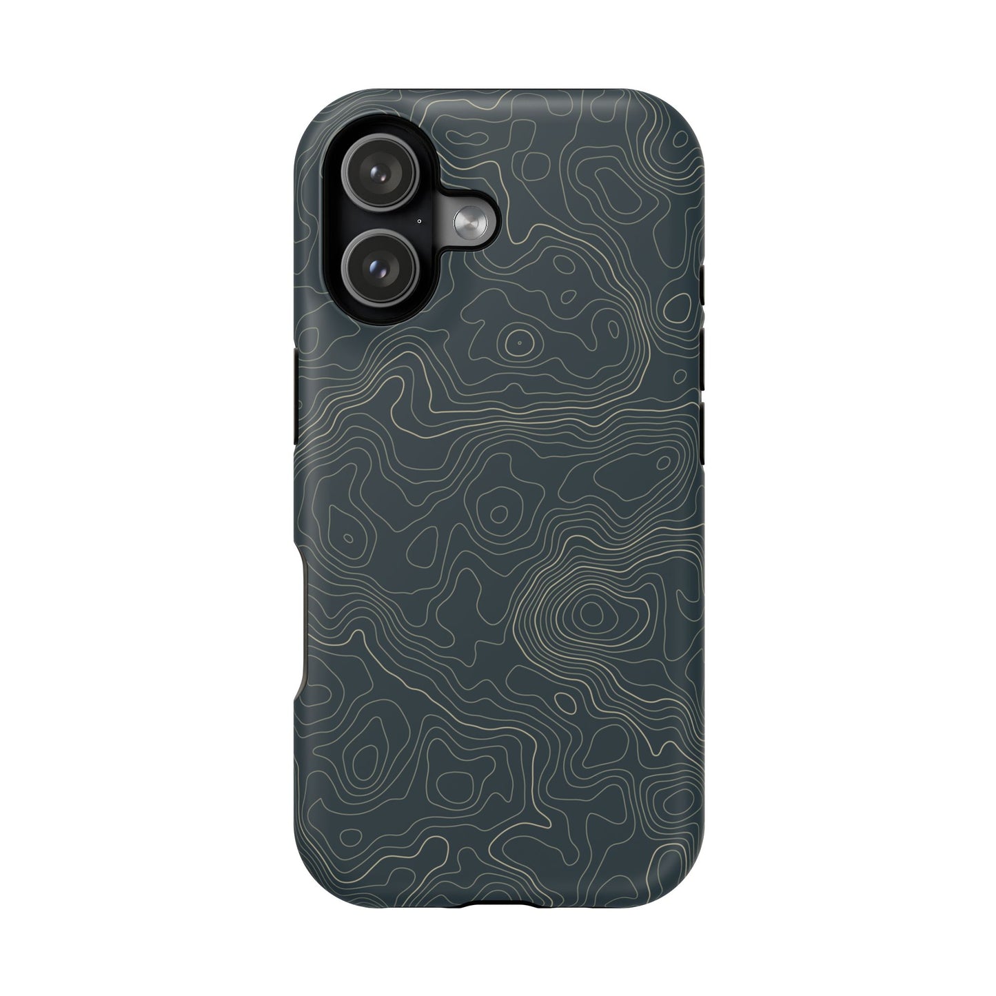 Topographic Impact-Resistant Phone Case — Rugged Green Contour Design