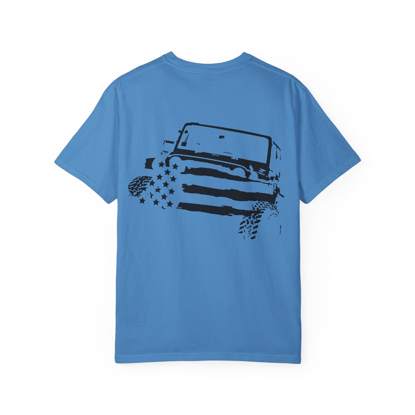 Patriotic Adventure T-Shirt – Unisex Garment-Dyed Tee for Outdoor Enthusiasts, Great for Jeep Lovers, Casual Wear, Gifts