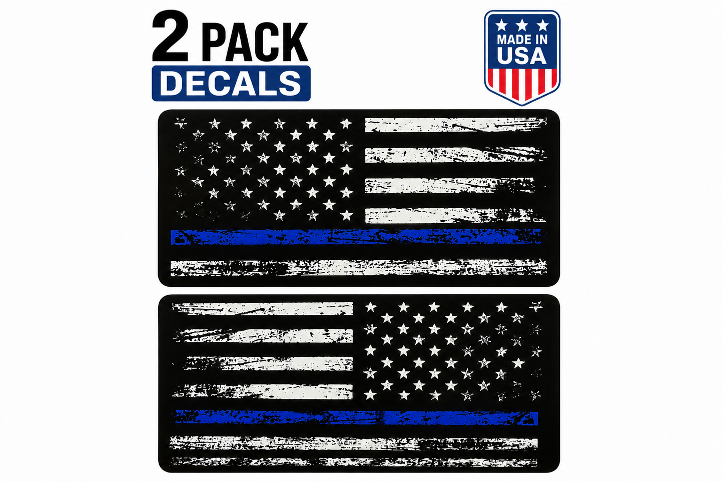 American Flag 2 Blue Line Decal Patriotic Vinyl Sticker for Cars, Trucks & Vehicle Windows