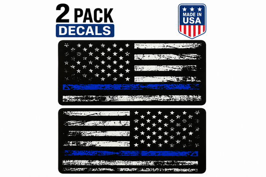 American Flag 2 Blue Line Decal Patriotic Vinyl Sticker for Cars, Trucks & Vehicle Windows