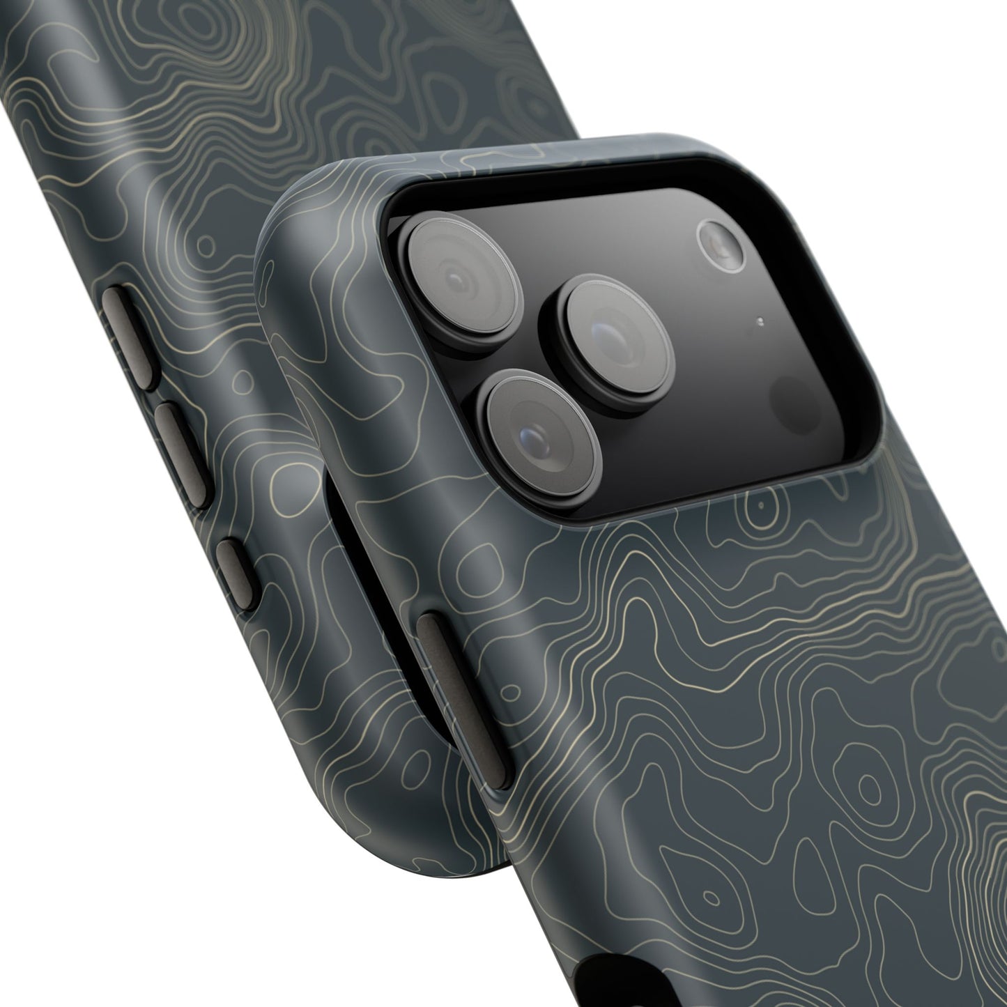 Topographic Impact-Resistant Phone Case — Rugged Green Contour Design