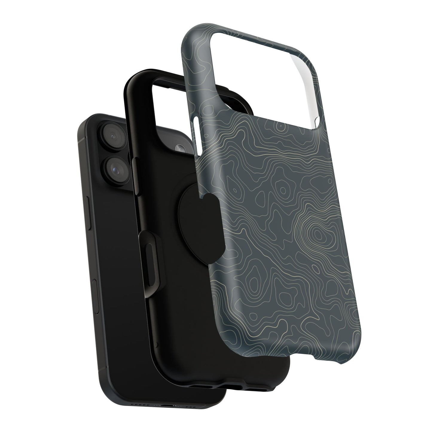Topographic Impact-Resistant Phone Case — Rugged Green Contour Design