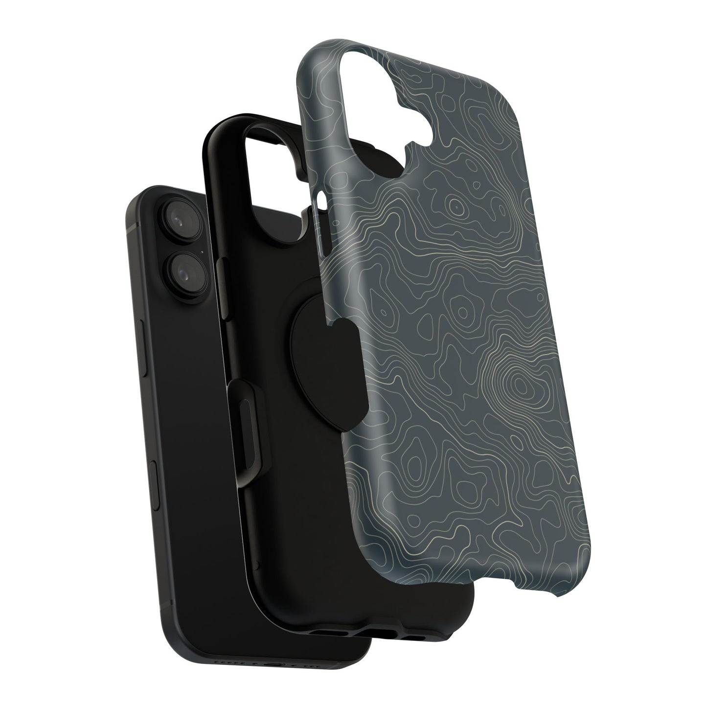 Topographic Impact-Resistant Phone Case — Rugged Green Contour Design
