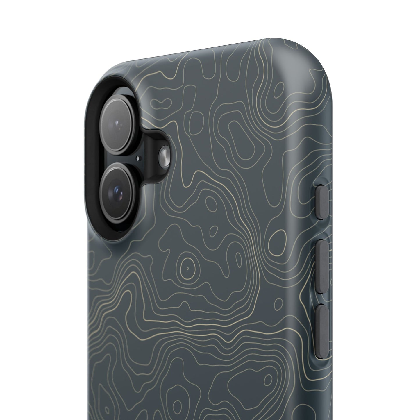 Topographic Impact-Resistant Phone Case — Rugged Green Contour Design