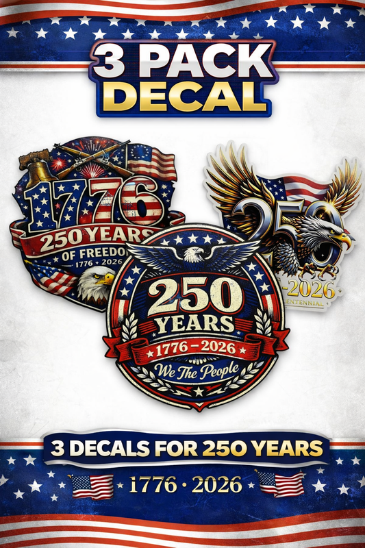 America 250th Anniversary Decals, 1776-2026 Patriotic Stickers, Bald Eagle and American Flag Design, 3 Pack