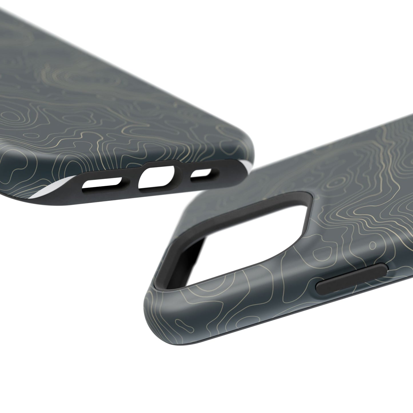 Topographic Impact-Resistant Phone Case — Rugged Green Contour Design
