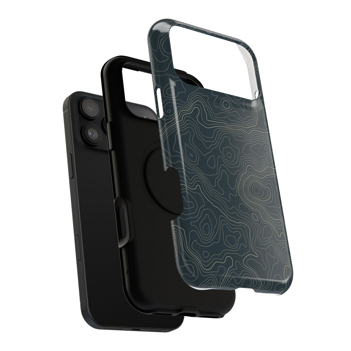 Topographic Impact-Resistant Phone Case — Rugged Green Contour Design