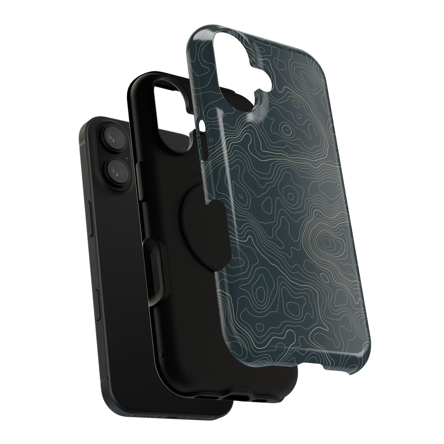 Topographic Impact-Resistant Phone Case — Rugged Green Contour Design