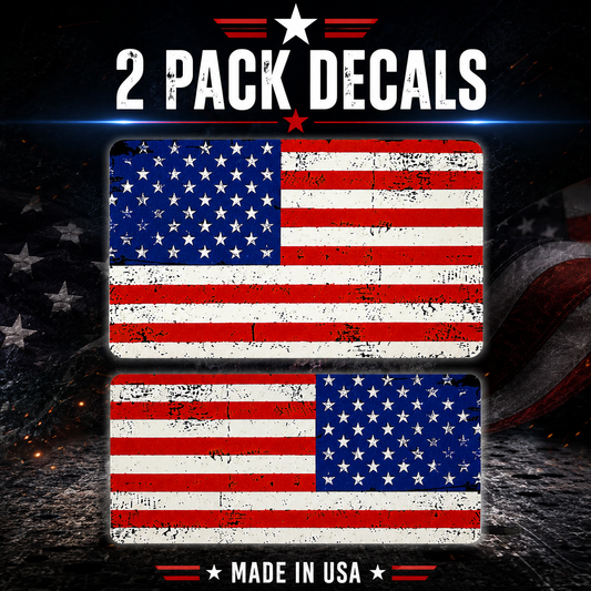 American Flag 2 Decal Patriotic Vinyl Sticker for Cars, Trucks & Vehicle Windows