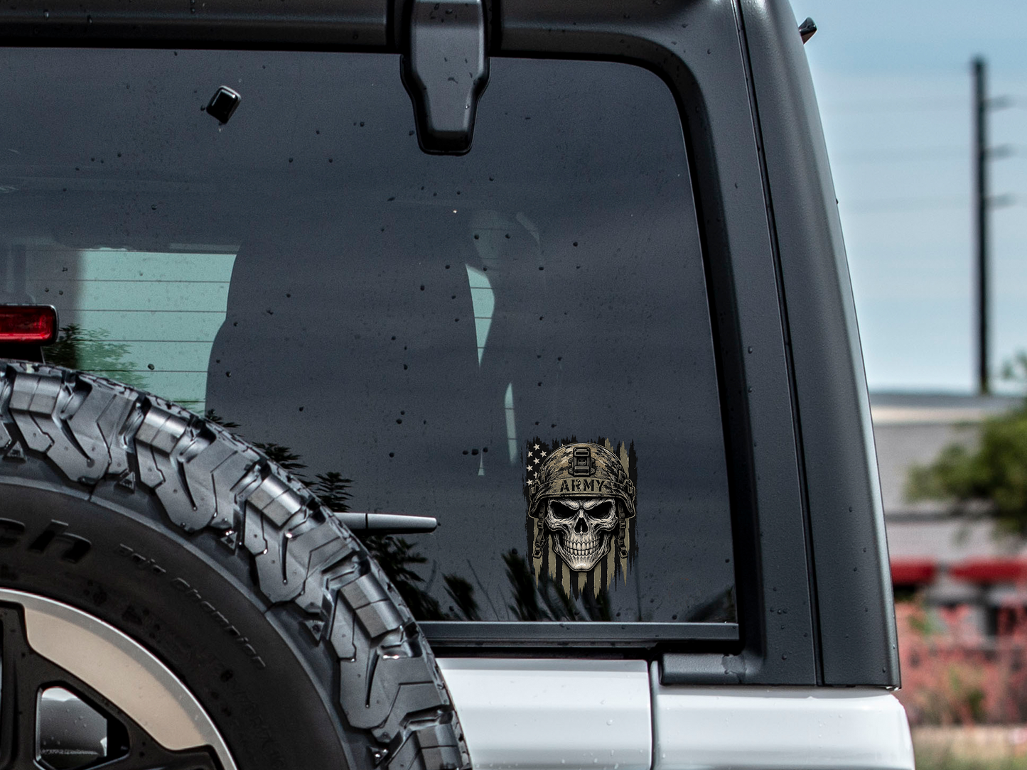Army Skull Helmet American Flag Vinyl Decal | Patriotic Military Skull Sticker | Rugged Tactical Design