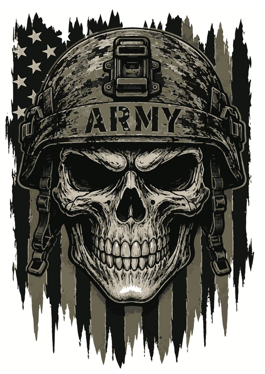 Army Skull Helmet American Flag Vinyl Decal | Patriotic Military Skull Sticker | Rugged Tactical Design