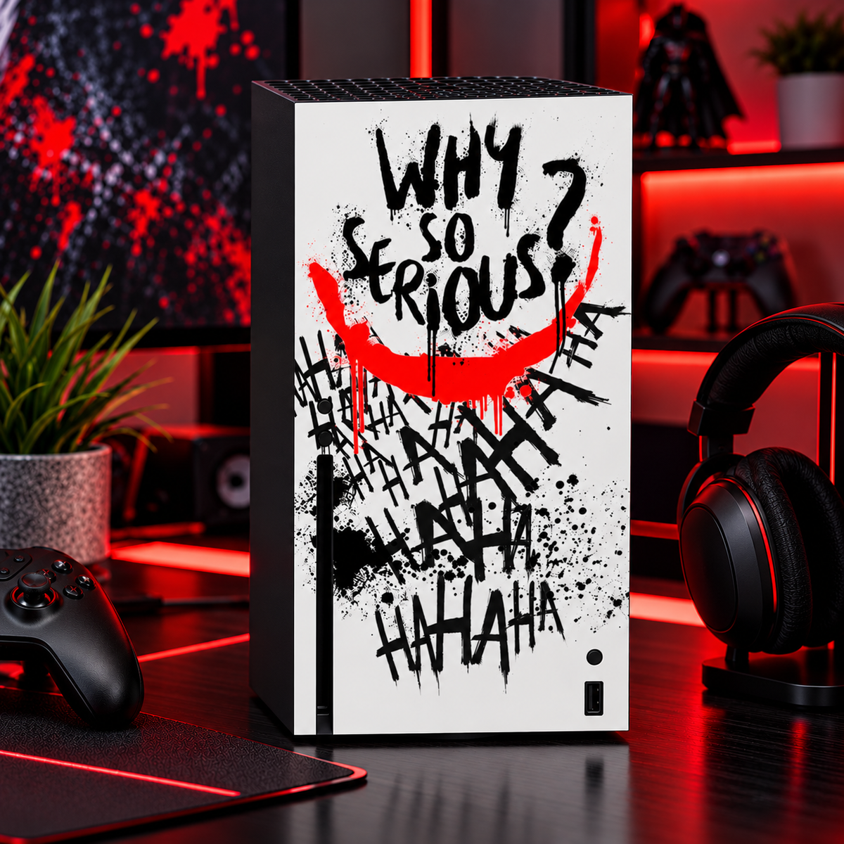 Why So Serious Graffiti Console Skin – Compatible with Xbox Series X – Red Smile Vinyl Wrap – Gaming Decal
