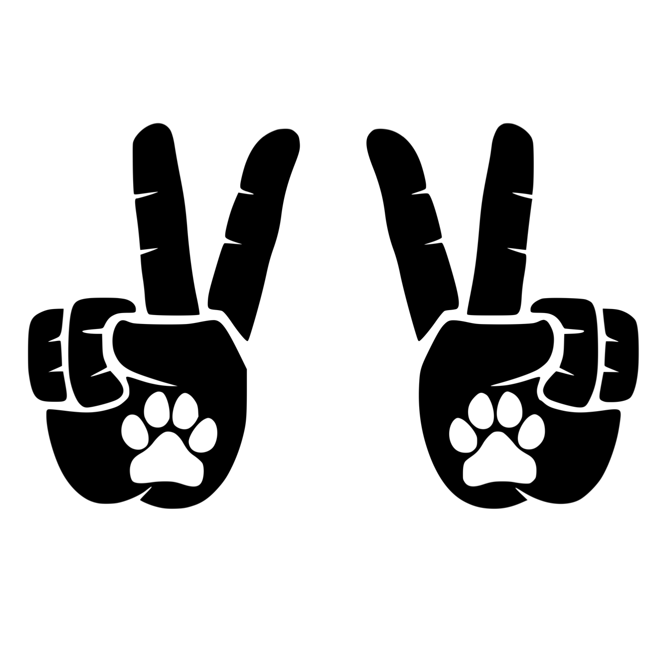 Set of Peace Wave Paw Decals for Jeep Side Mirrors- Left & Right Paw Wave decals