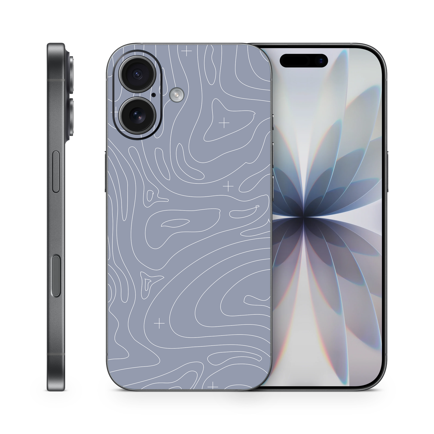 Gray Topographic Phone Skins Compatible With iPhone