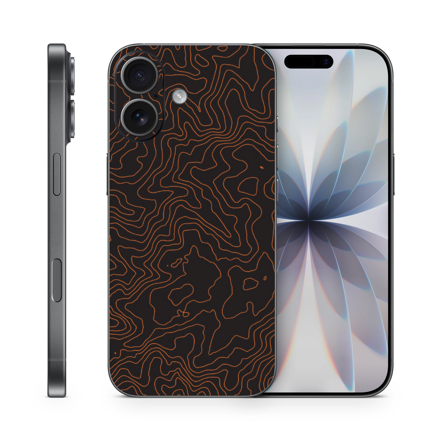 Topographic Orange and Black Compatible With Iphone