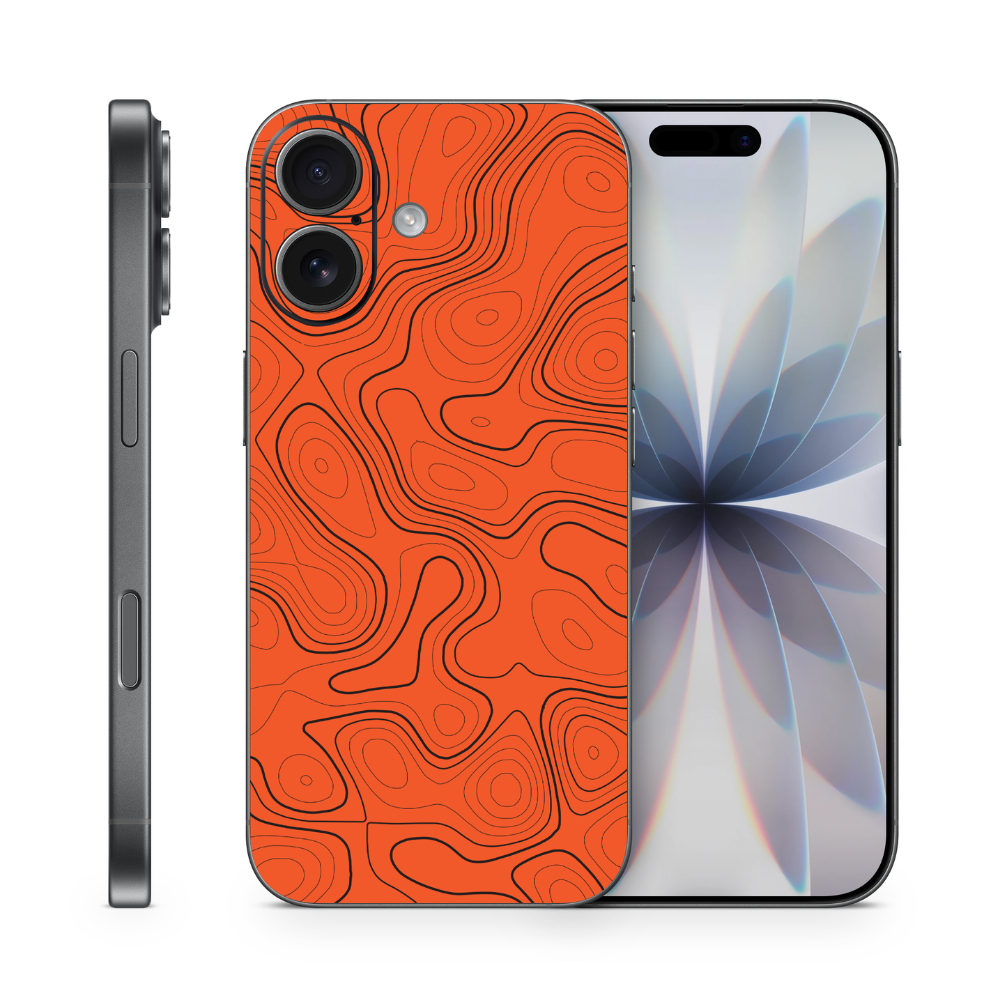 Topographic Orange Phone Skin Compatible With Iphone