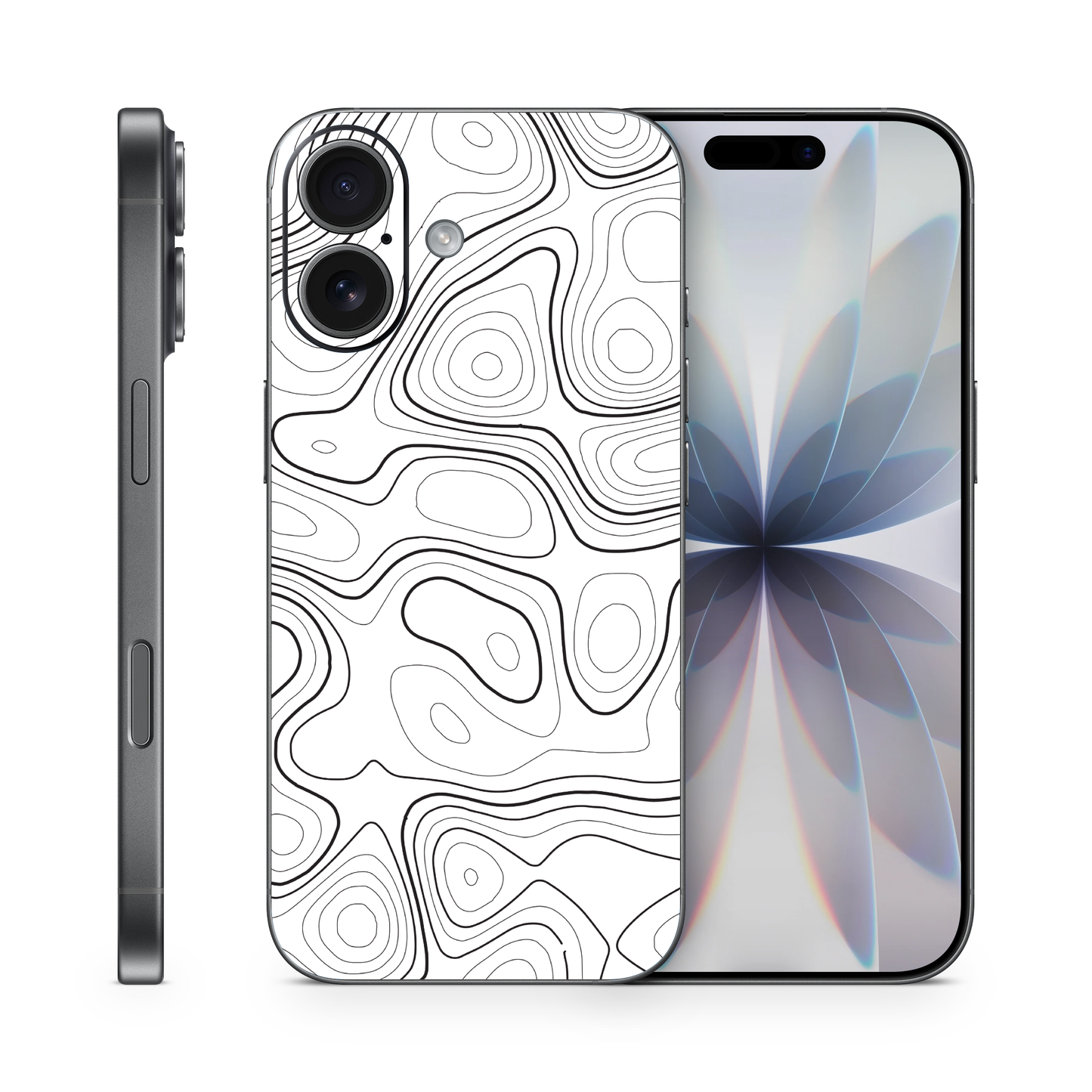 White Topographic Phone Skin Compatible With iPhone
