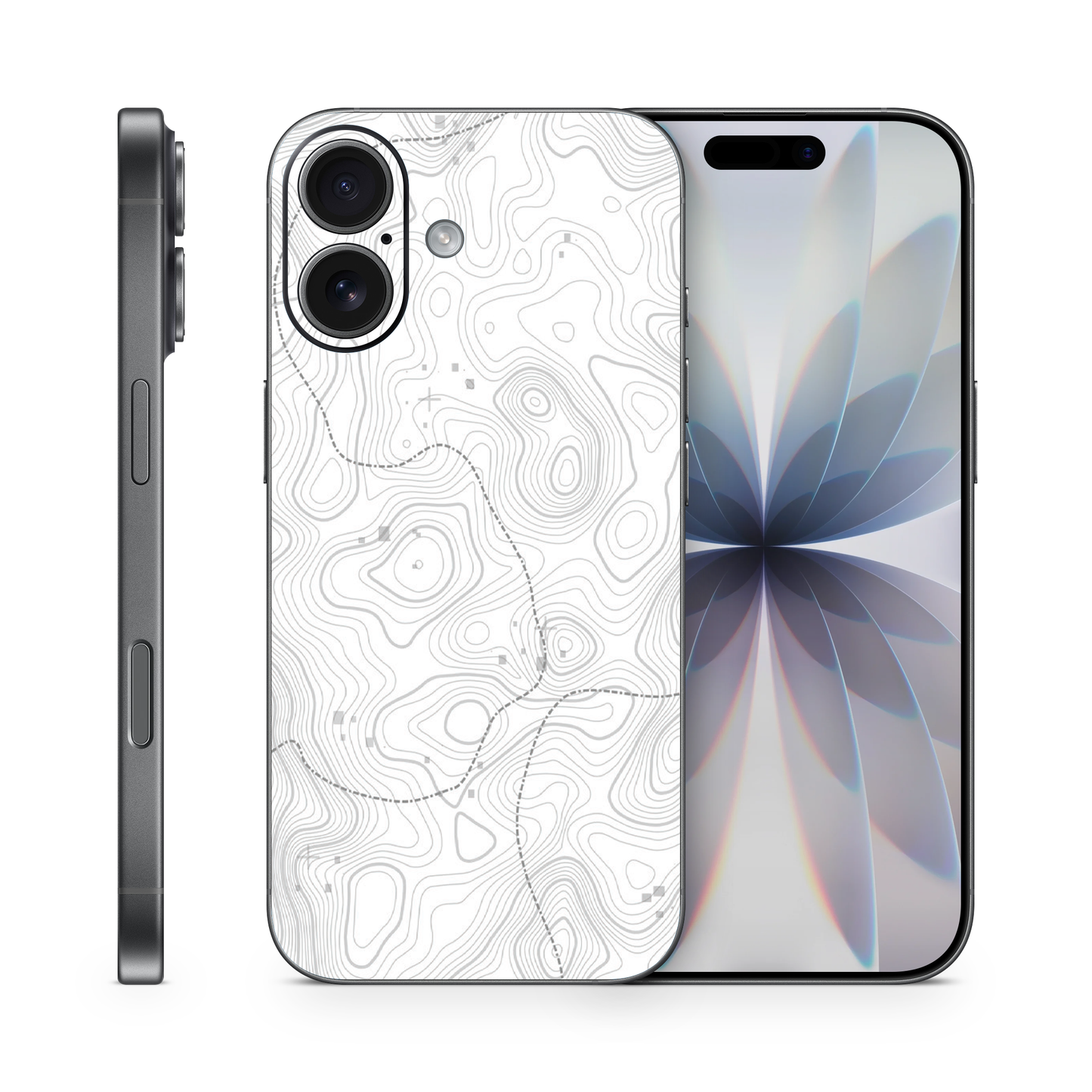 White Topographic Phone Skins Compatible With iPhone