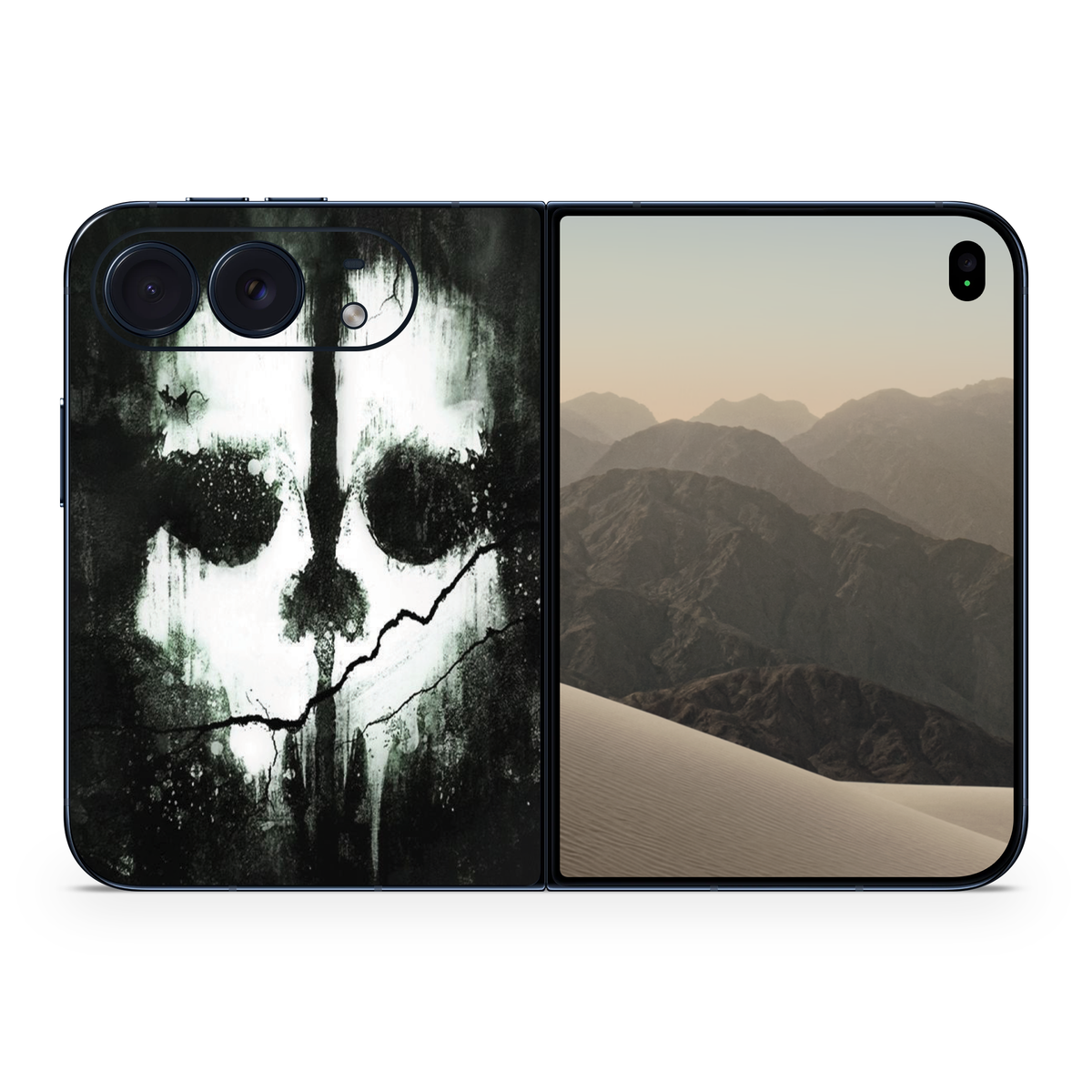 Ghost Skull Vinyl Phone Skin Compatible with iPhone Duo Black & White Horror Skull Decal Wrap