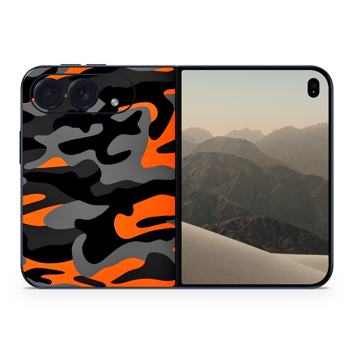 Orange Camo Vinyl Phone Skin Compatible with iPhone Duo Black Gray Orange Camouflage Decal Wrap Premium Outdoor Phone Sticker