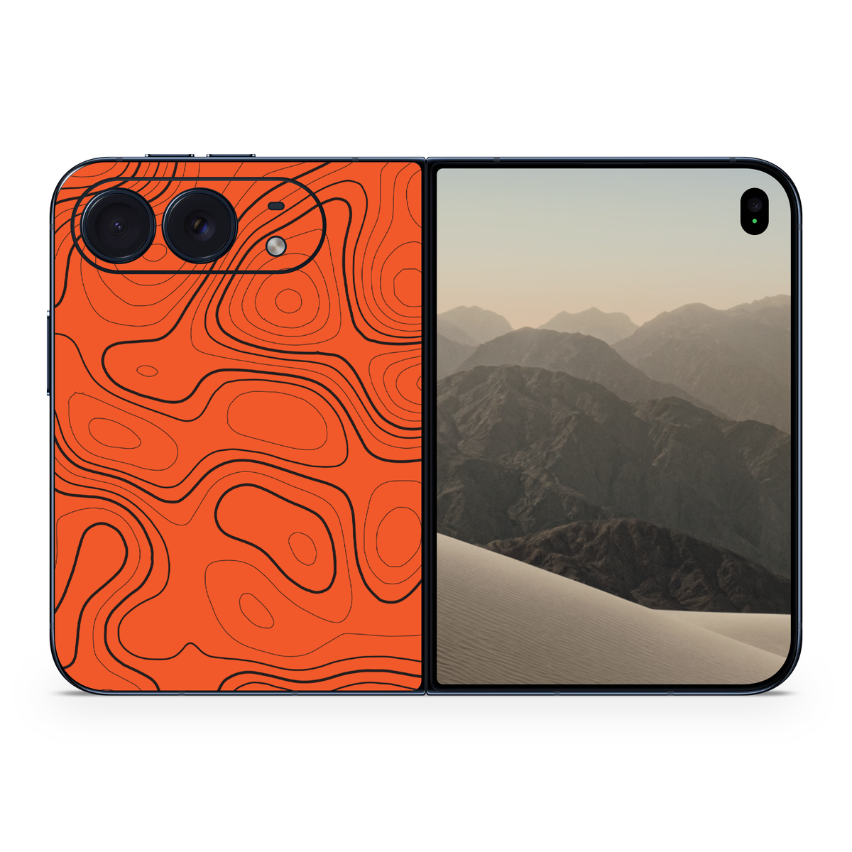 Orange Topographic Map Vinyl Phone Skin Compatible with iPhone Duo  Black Contour Lines – Outdoor Adventure Phone Back Decal