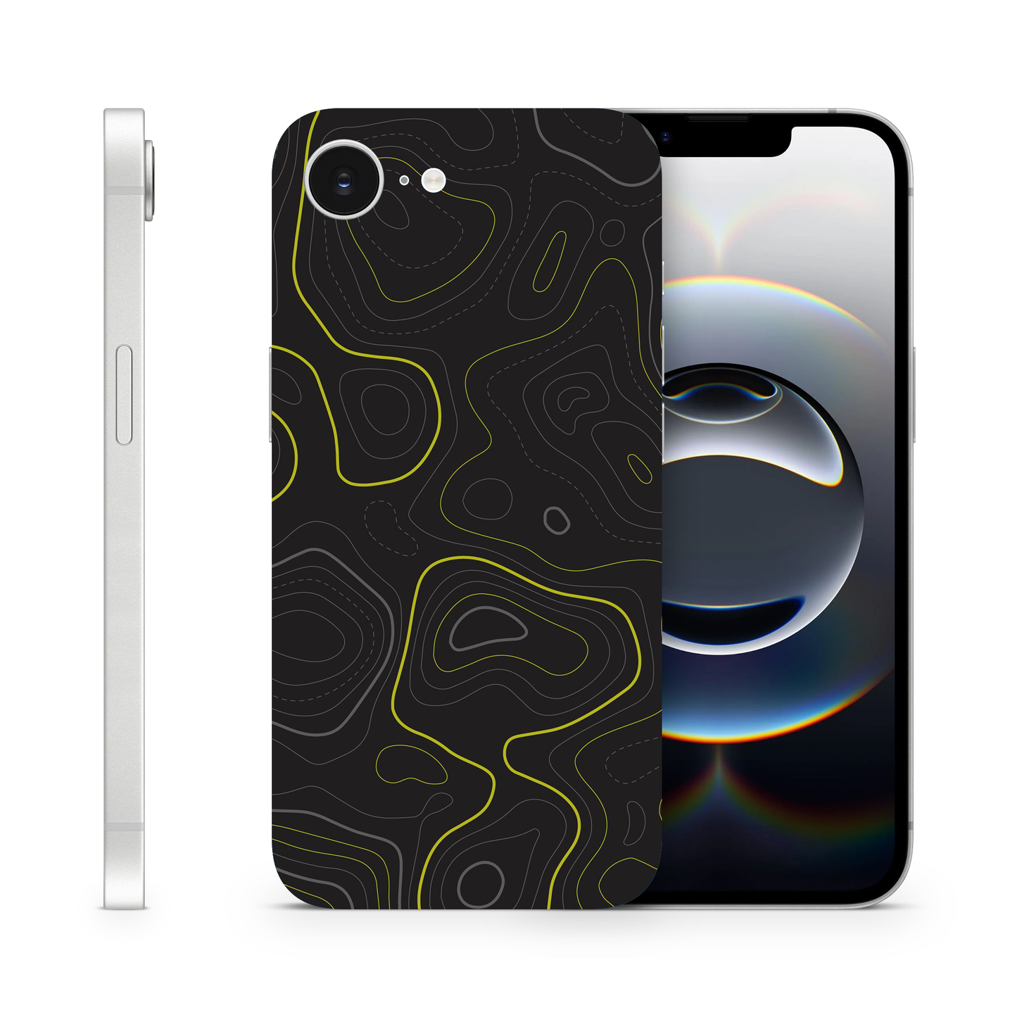 Lime Green Topographic Phone Skins Compatible With iPhone