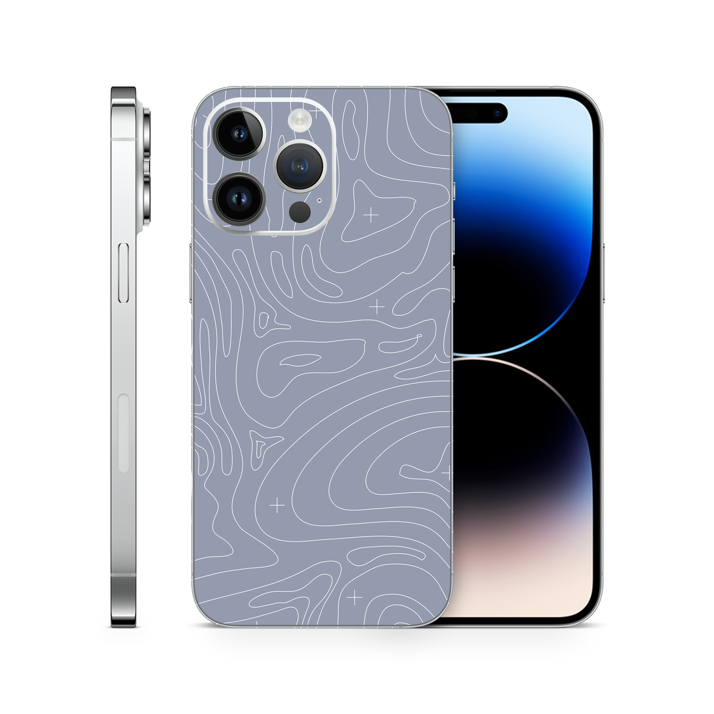 Gray Topographic Phone Skins Compatible With iPhone