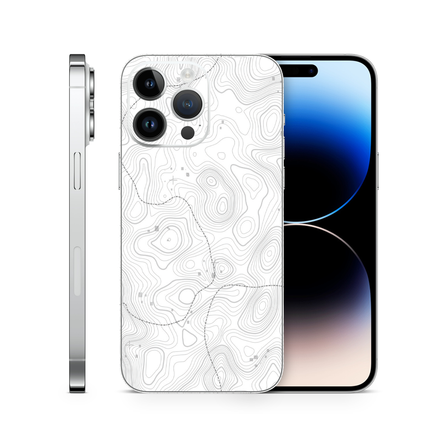 White Topographic Phone Skins Compatible With iPhone